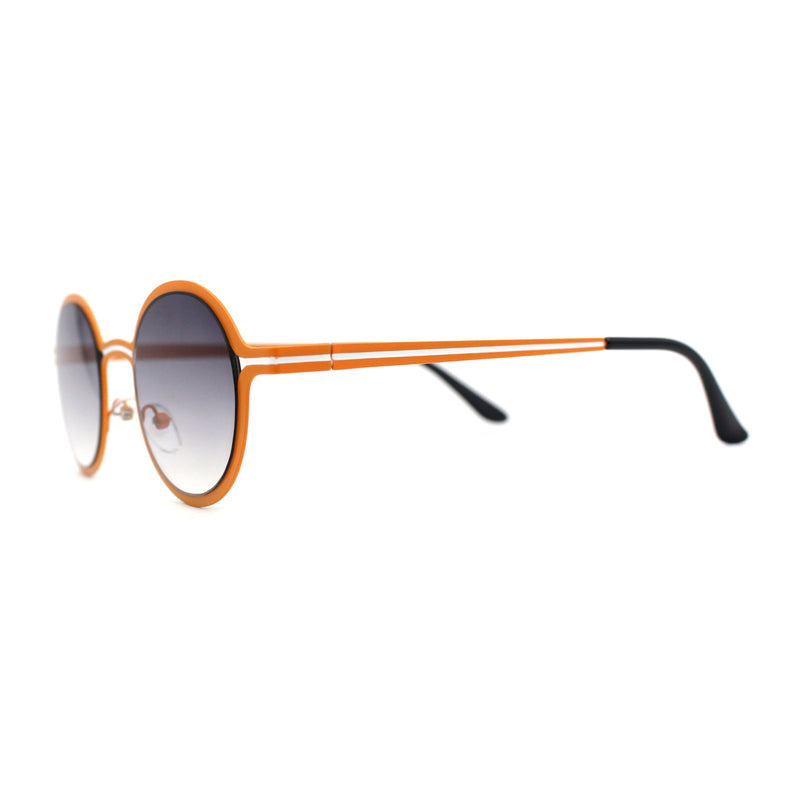 Retro 90s Style Round Thin Metal Rim Contemporary Fashion Sunglasses