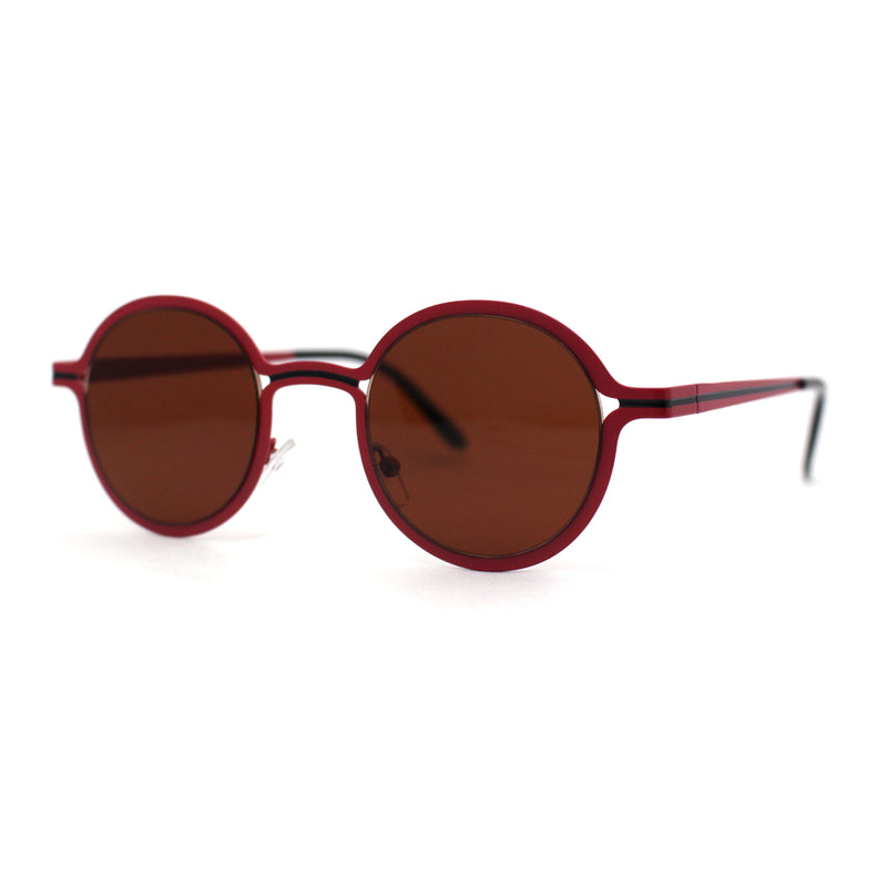 Retro 90s Style Round Thin Metal Rim Contemporary Fashion Sunglasses