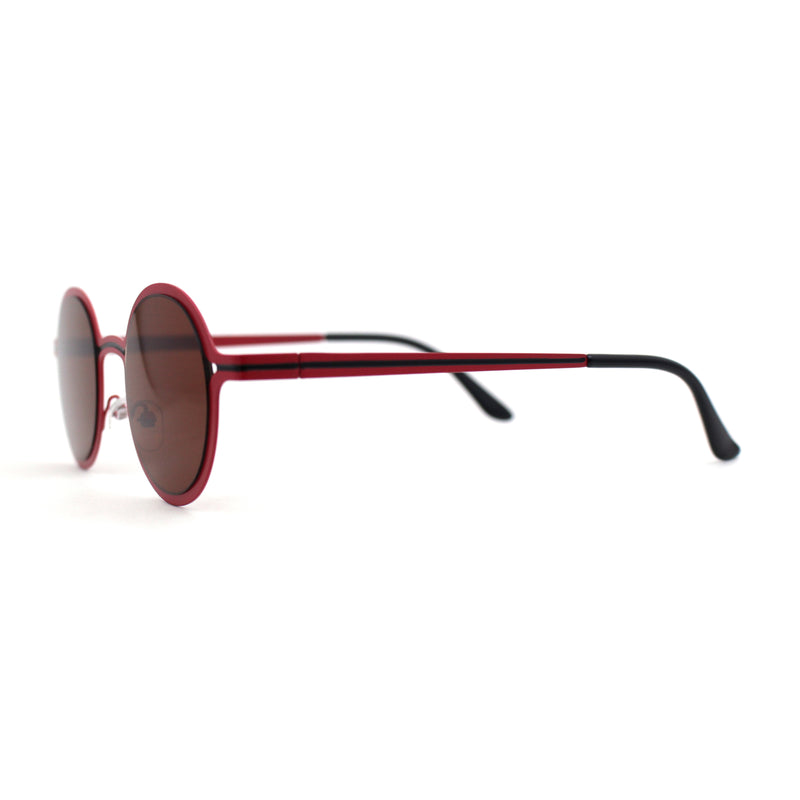 Retro 90s Style Round Thin Metal Rim Contemporary Fashion Sunglasses