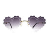 Womens Rimless Unique Laced Edge Heart Shape Retro Sunglasses