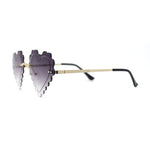 Womens Rimless Unique Laced Edge Heart Shape Retro Sunglasses