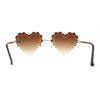 Womens Rimless Unique Laced Edge Heart Shape Retro Sunglasses