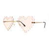 Womens Rimless Unique Laced Edge Heart Shape Retro Sunglasses