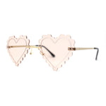 Womens Rimless Unique Laced Edge Heart Shape Retro Sunglasses