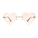 Womens Rimless Unique Laced Edge Heart Shape Retro Sunglasses