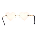 Womens Rimless Unique Laced Edge Heart Shape Retro Sunglasses