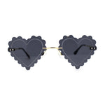 Womens Rimless Unique Laced Edge Heart Shape Retro Sunglasses