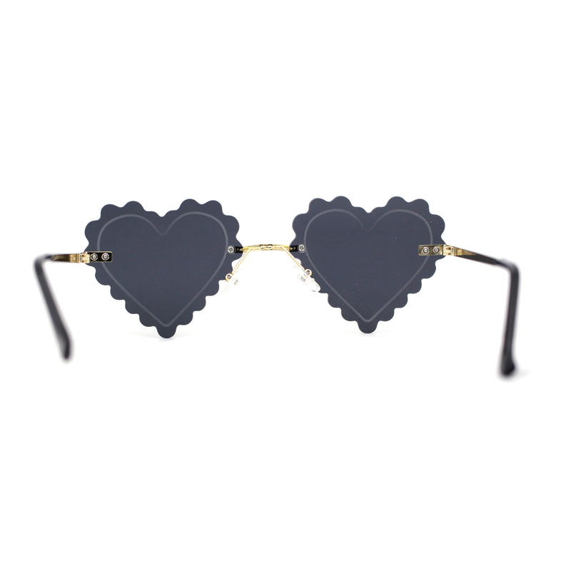 Womens Rimless Unique Laced Edge Heart Shape Retro Sunglasses