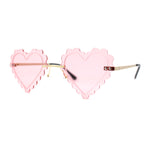 Womens Rimless Unique Laced Edge Heart Shape Retro Sunglasses