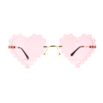 Womens Rimless Unique Laced Edge Heart Shape Retro Sunglasses