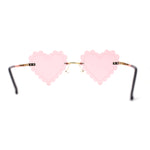 Womens Rimless Unique Laced Edge Heart Shape Retro Sunglasses