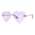 Womens Rimless Unique Laced Edge Heart Shape Retro Sunglasses