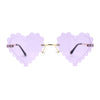 Womens Rimless Unique Laced Edge Heart Shape Retro Sunglasses
