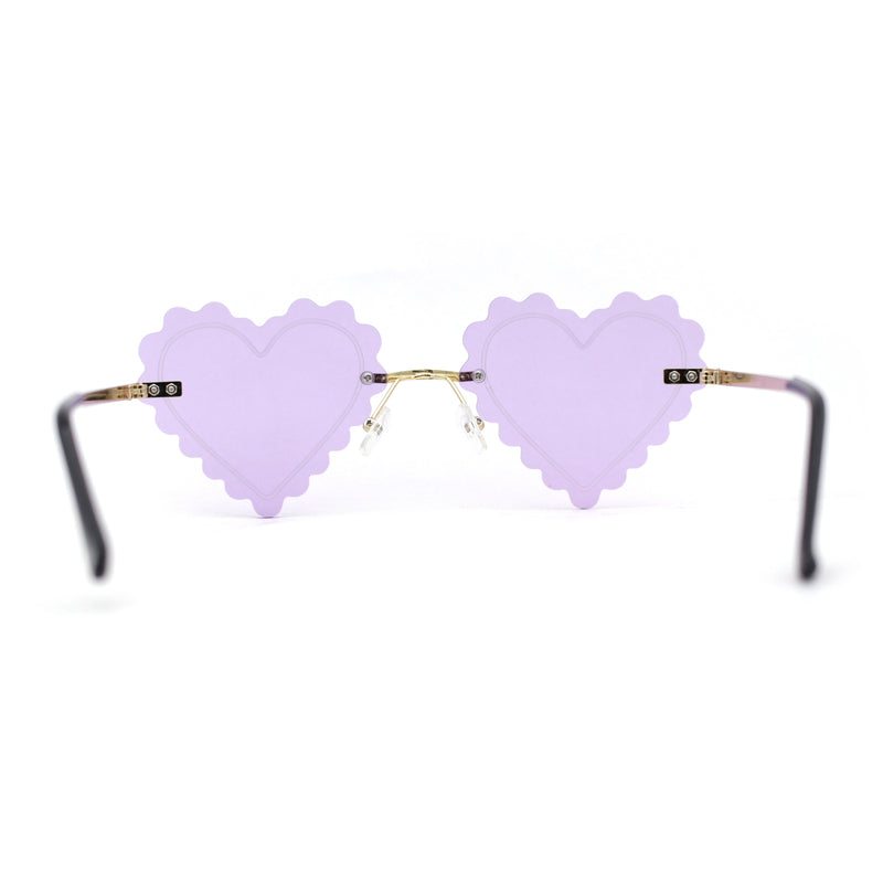 Womens Rimless Unique Laced Edge Heart Shape Retro Sunglasses