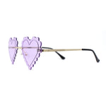 Womens Rimless Unique Laced Edge Heart Shape Retro Sunglasses