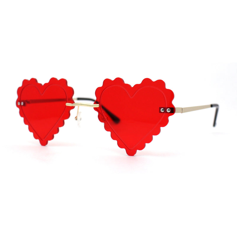 Womens Rimless Unique Laced Edge Heart Shape Retro Sunglasses