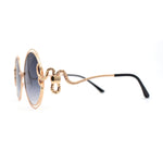 Womens Serpent Snake Jewel Arm Round Circle Metal Rim Sunglasses