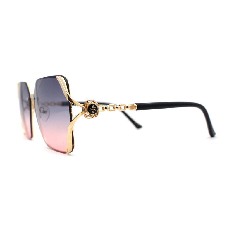 Womens 90s Luxury Jewel Ribbon Hinge Square Butterfly Sunglasses