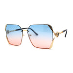 Womens 90s Luxury Jewel Ribbon Hinge Square Butterfly Sunglasses