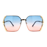 Womens 90s Luxury Jewel Ribbon Hinge Square Butterfly Sunglasses