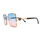 Womens 90s Luxury Jewel Ribbon Hinge Square Butterfly Sunglasses