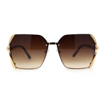 Womens 90s Luxury Jewel Ribbon Hinge Square Butterfly Sunglasses