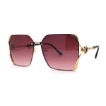 Womens 90s Luxury Jewel Ribbon Hinge Square Butterfly Sunglasses