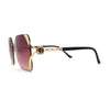 Womens 90s Luxury Jewel Ribbon Hinge Square Butterfly Sunglasses