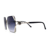 Womens 90s Luxury Jewel Ribbon Hinge Square Butterfly Sunglasses