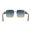 Off Set Rimless Retro Mobster Unique Side Lens Rectangle Sunglasses