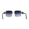 Off Set Rimless Retro Mobster Unique Side Lens Rectangle Sunglasses