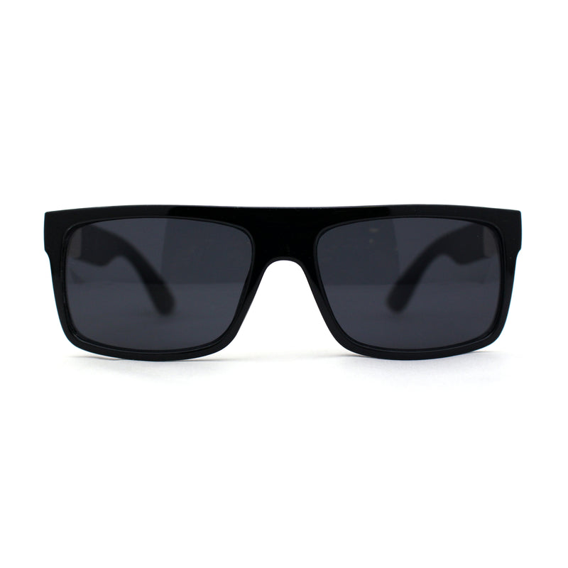 Locs Refined Luxe Flat Top Rectangle Cholo Gangster Sunglasses All Black