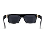 Locs Refined Luxe Flat Top Rectangle Cholo Gangster Sunglasses All Black