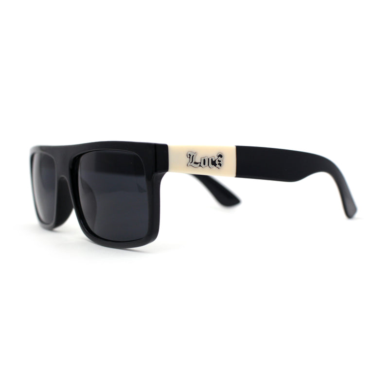 Locs Refined Luxe Flat Top Rectangle Cholo Gangster Sunglasses All Black