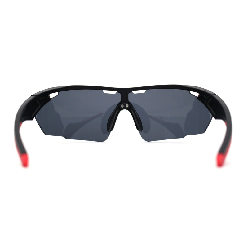 Mens Sport Large Half Rim Shield Plastic Robotic Plastic Sunglasses