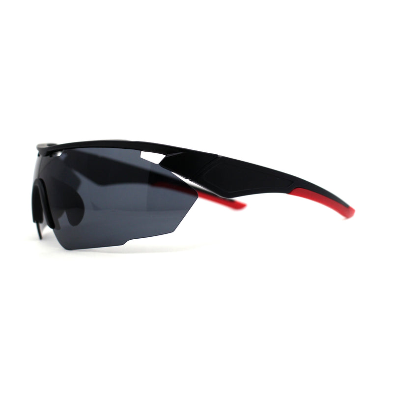 Mens Sport Large Half Rim Shield Plastic Robotic Plastic Sunglasses