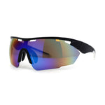 Mens Sport Large Half Rim Shield Plastic Robotic Plastic Sunglasses