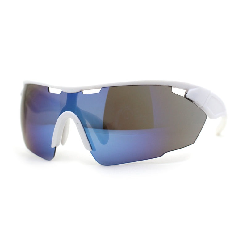 Mens Sport Large Half Rim Shield Plastic Robotic Plastic Sunglasses