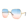 Womens Metal Jewel Chain Arm Luxury Diva Oversize Sunglasses