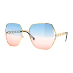 Womens Metal Jewel Chain Arm Luxury Diva Oversize Sunglasses