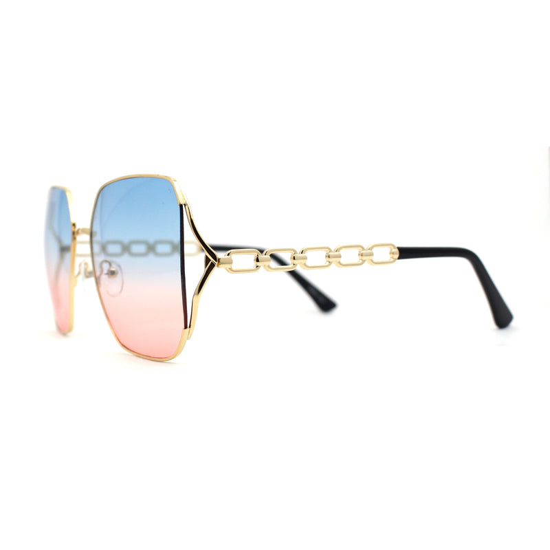 Womens Metal Jewel Chain Arm Luxury Diva Oversize Sunglasses