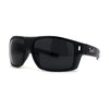 Locs Oversized Wrap Rectangle Sport Cholo Gangster All Black Plastic Sunglasses