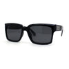 Locs Classy Rectangle Horn Rim All Black Gangster Shade Sunglasses