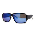 Locs Oversized Mirror Lens Thin Plastic Gangster Rectangle Sunglasses