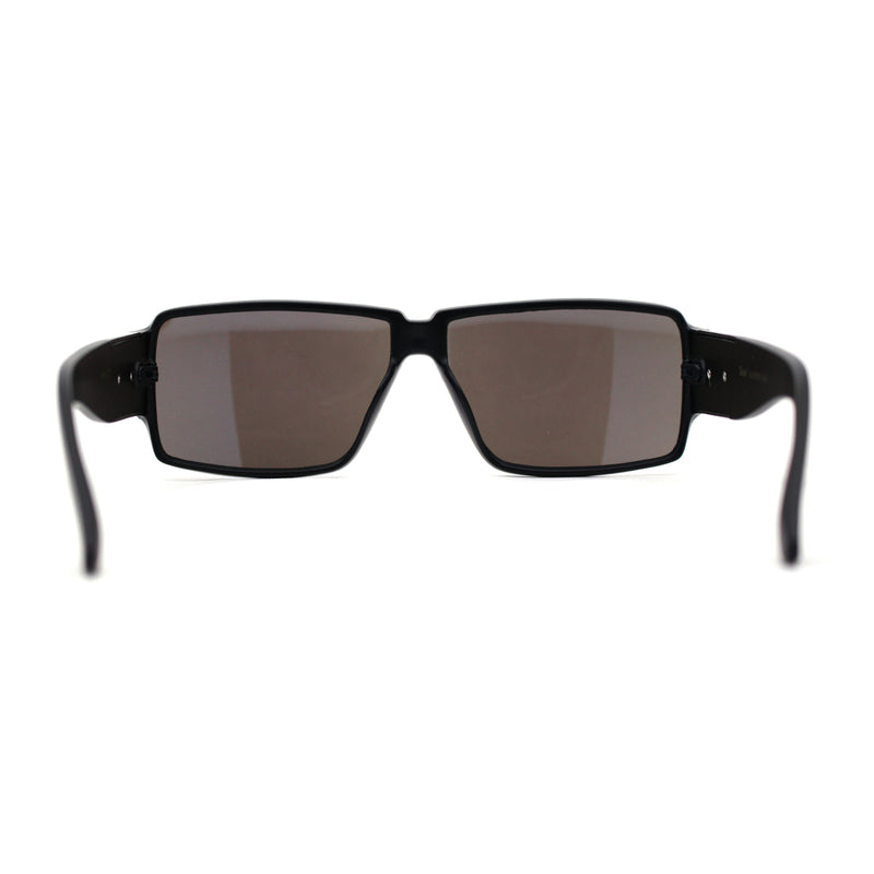 Locs Oversized Mirror Lens Thin Plastic Gangster Rectangle Sunglasses