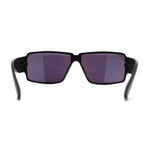 Locs Oversized Mirror Lens Thin Plastic Gangster Rectangle Sunglasses