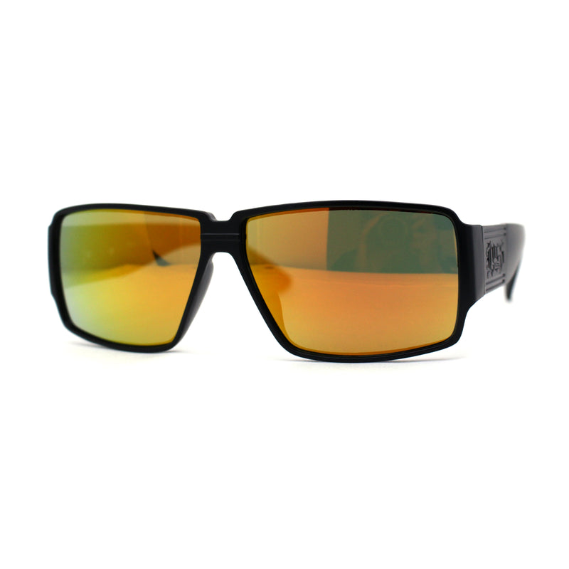 Locs Oversized Mirror Lens Thin Plastic Gangster Rectangle Sunglasses