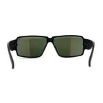 Locs Oversized Mirror Lens Thin Plastic Gangster Rectangle Sunglasses