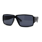 Locs Oversized Mirror Lens Thin Plastic Gangster Rectangle Sunglasses