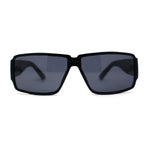 Locs Oversized Mirror Lens Thin Plastic Gangster Rectangle Sunglasses